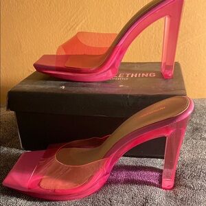 PrettyLittleThing Pink Stiletto Heels with Transparent Design
Used no box